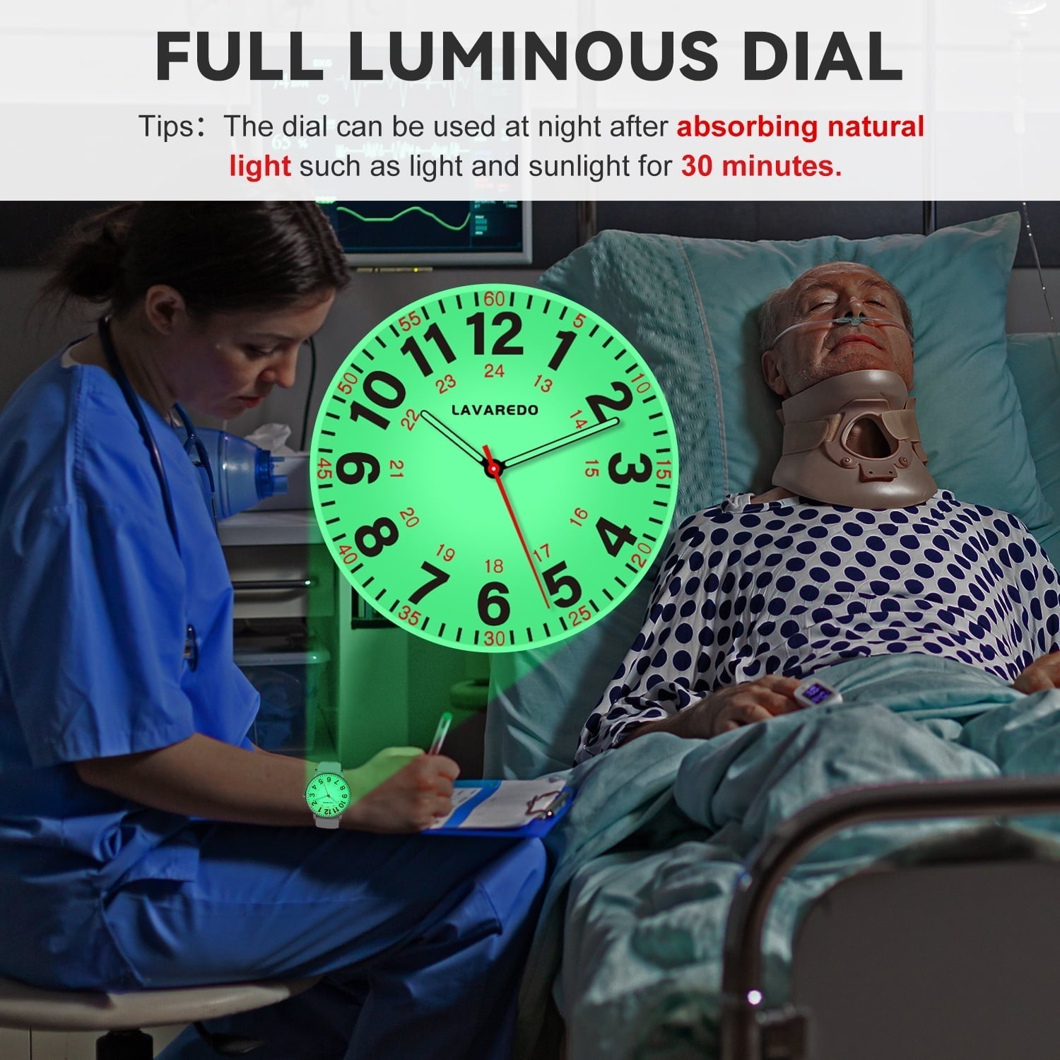 Watches for Women Ultra-Thin Waterproof Nurse Watch with Silicone Band,Military Time Luminous Easy Read Dial Watch Birthday Gift for Women Men