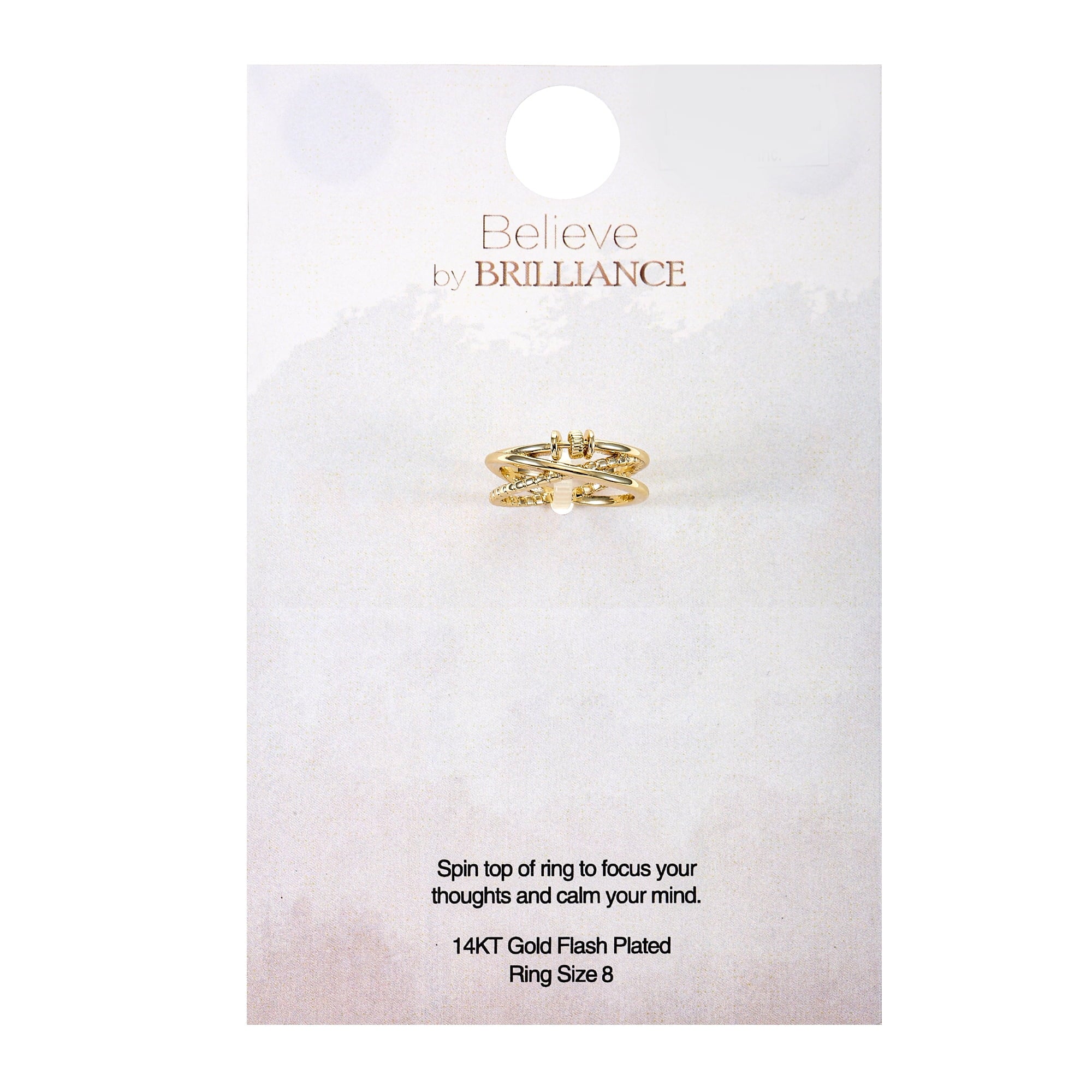 Believe by Brilliance 14KT Gold Flash Plated Ring, Fidget Spin Feature, 1 Piece