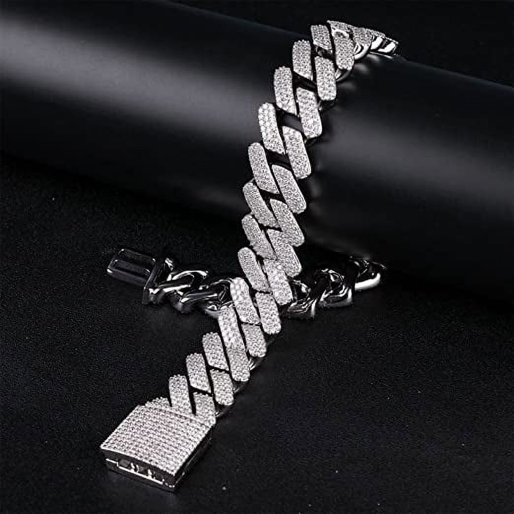 14k Gold/White Gold Plated Miami Bling Chain Lab Diamond Luxury Choker Chain Necklaces Jewelry. 20mm Hip Hop Iced Out Cuban Link Chain Necklace