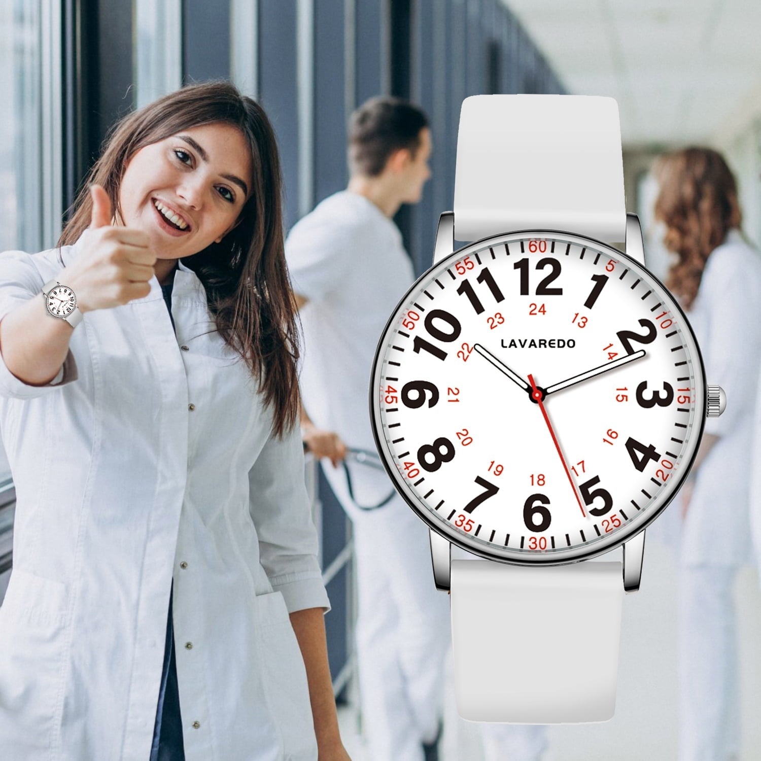 Watches for Women Ultra-Thin Waterproof Nurse Watch with Silicone Band,Military Time Luminous Easy Read Dial Watch Birthday Gift for Women Men