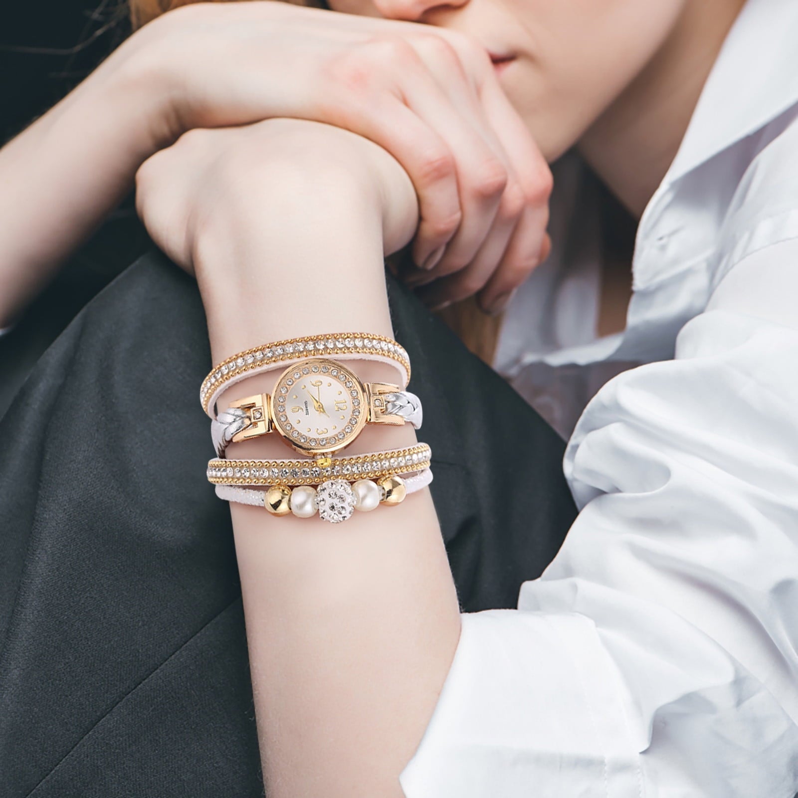 TIHLMK Watch for Women Watches Fashion Vintage Weave Wrap Quartz Wrist Watch Bracelet for Ladies