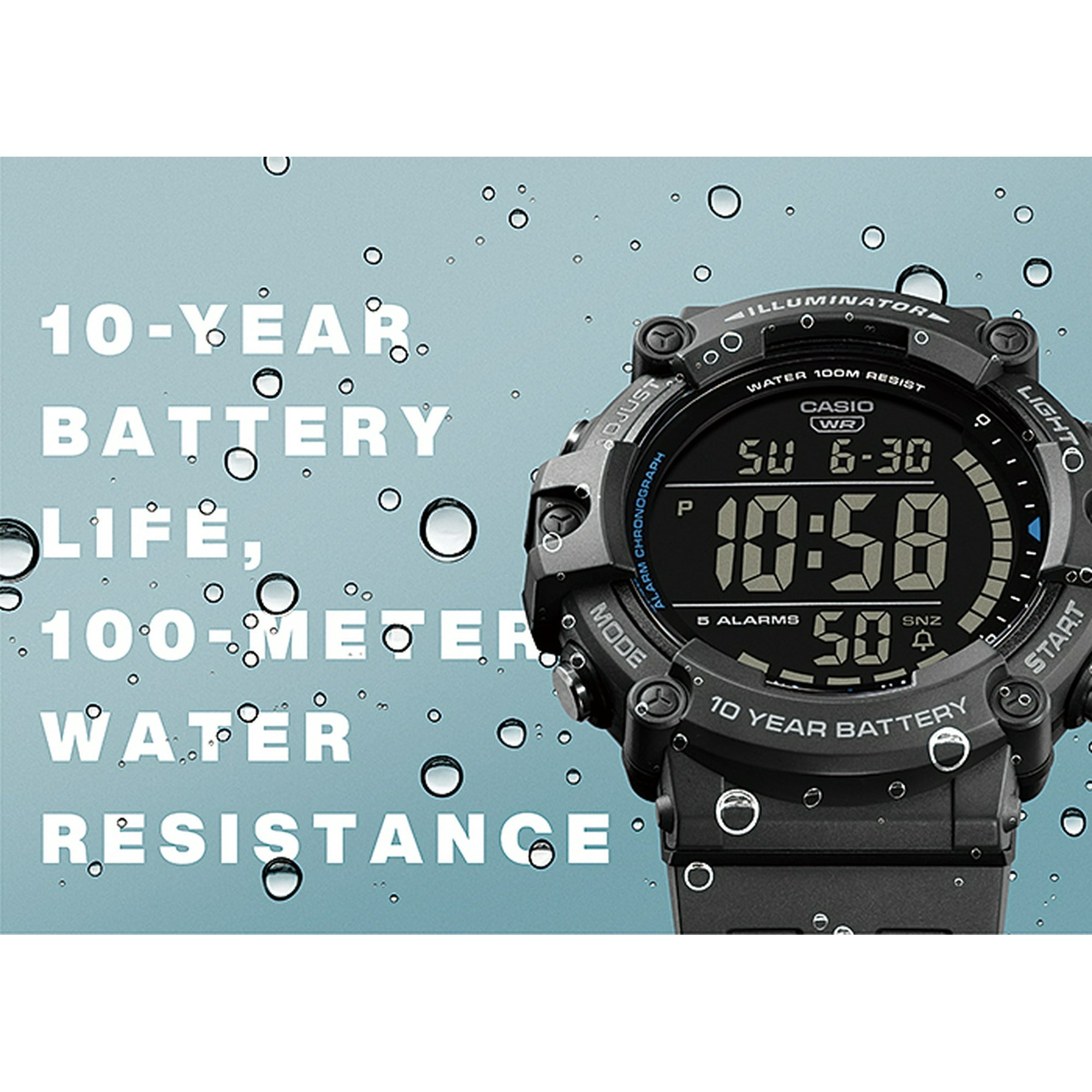 Casio Large LCD Digital Wristwatch Adult Mens Black