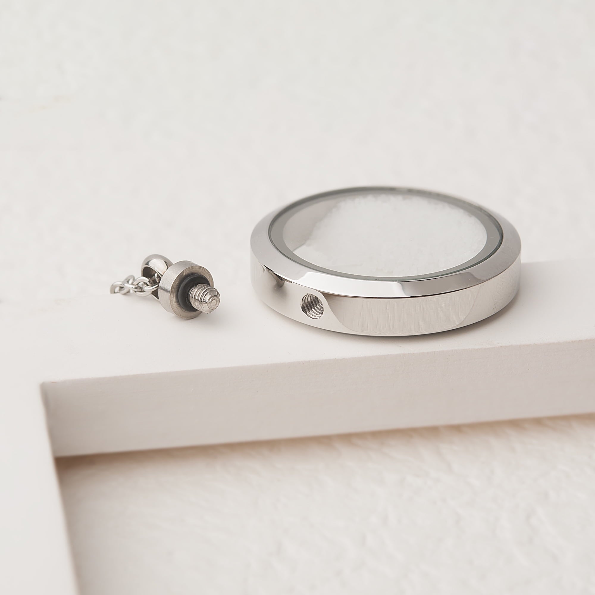 Anavia Collar con Medallón de Cristal con Memoria Collar Conmemorativo para Cenizas, Medallón con Forma de Urna de Cristal, Joyería Conmemorativa para Cabello O Medallón de Flores Secas