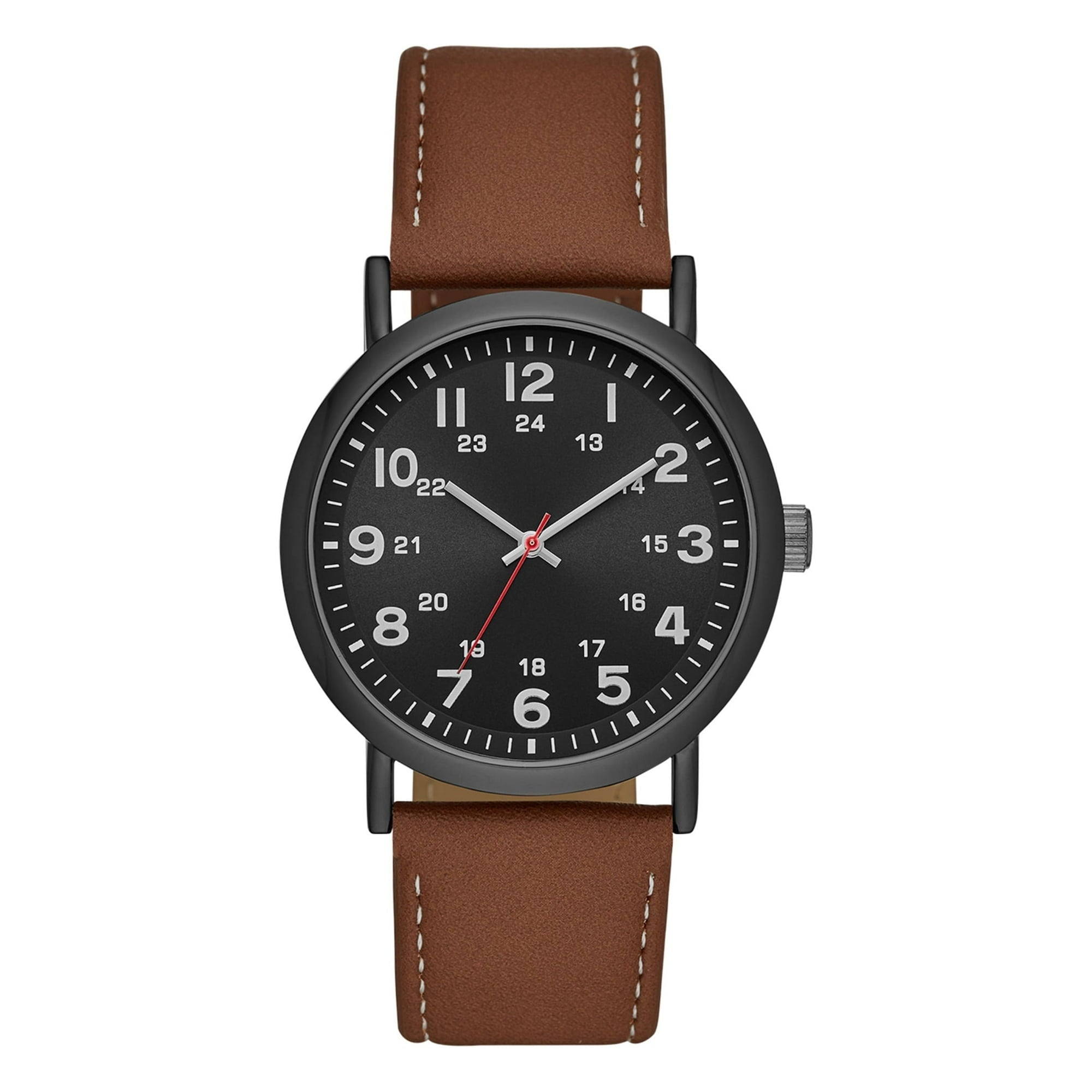 GEORGE Men's Watch: Bronze Case, Easy-to-Read Black Dial, Cognac Vegan Leather Strap (FMDOGE009)