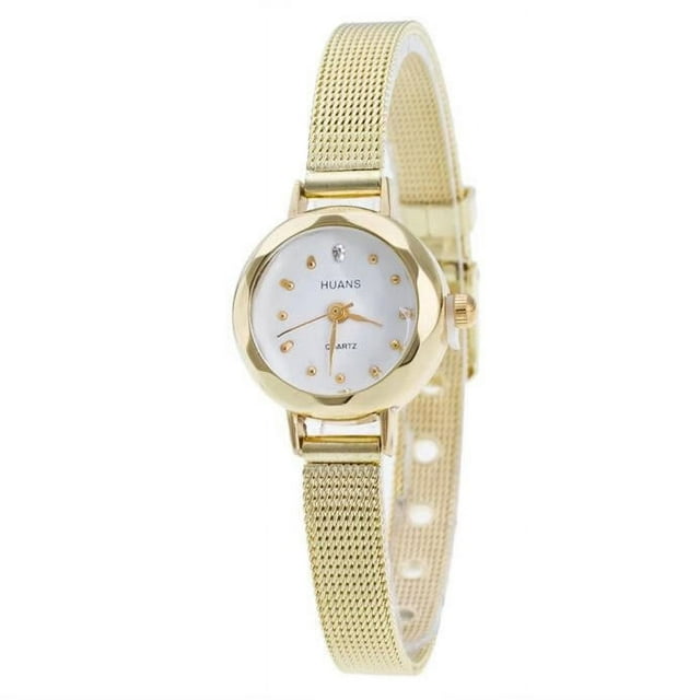 Women's Watch Women Ladies Stainless Steel Mesh Band Wrist Watch Gold